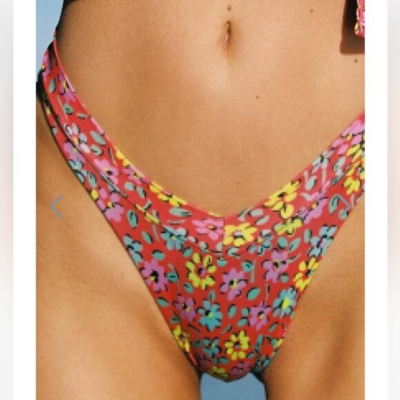 NWT OneOne Swimwear Bikini SET Cossies Red Floral Jesse Kameron Padded Swimsuit - Picture 5 of 9